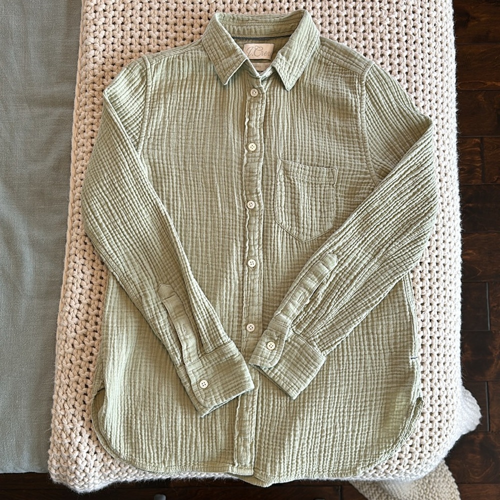 J. Crew Garçon classic double-gauze shirt in Faded Pistachio, size 0